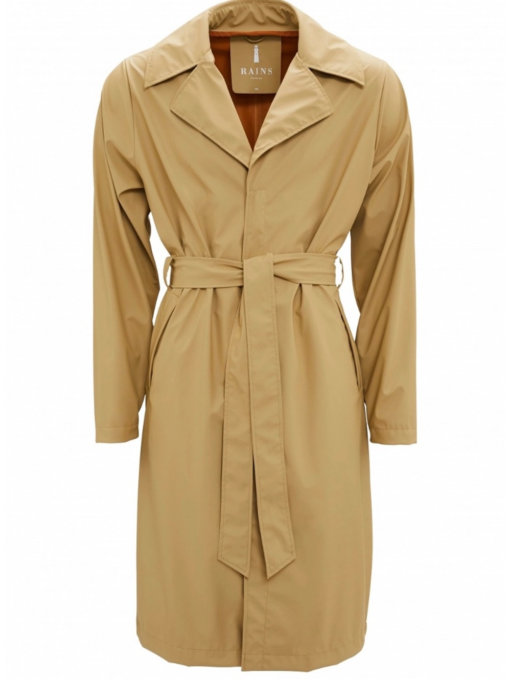 RAINS Full Length Overcoat Rain jacket Desert Color Unisex Size Large BNWT